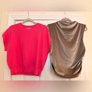 Pink Knit and Tan Velvet feel Top bundle